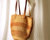 woven straw brown farmers market bag