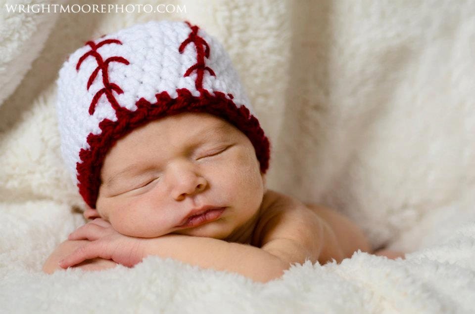 Handmade Crochet Baseball Beanie for Infant/Baby