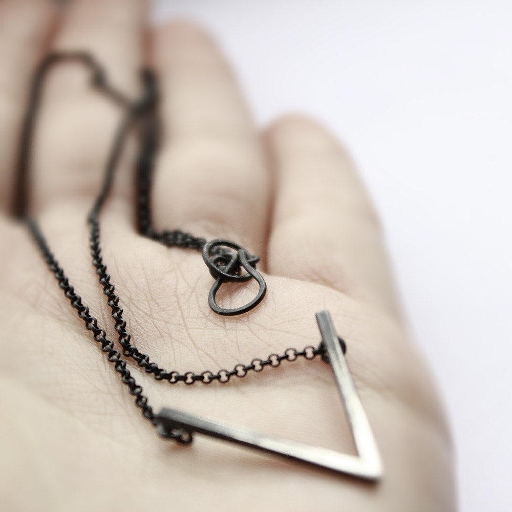 V . oxidized sterling silver necklace with oxidized pendant