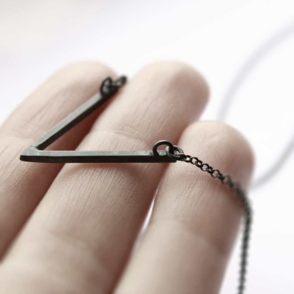 V . oxidized sterling silver necklace with oxidized pendant