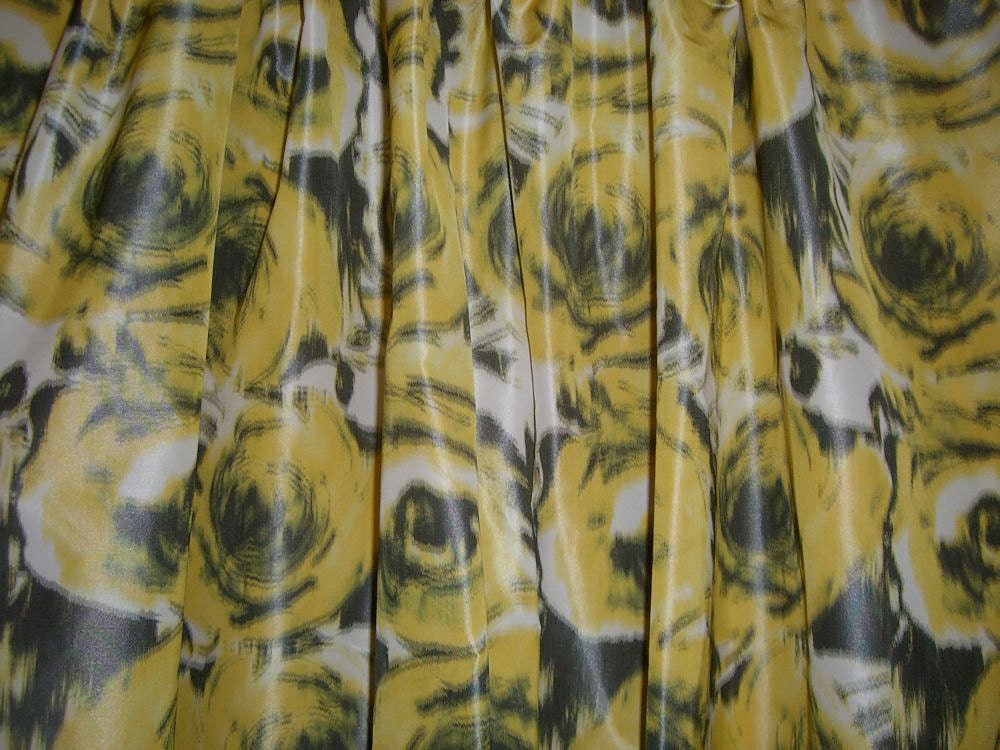 Stunning Lemon and Gray Warp Print Taffeta Fabric--One Yard