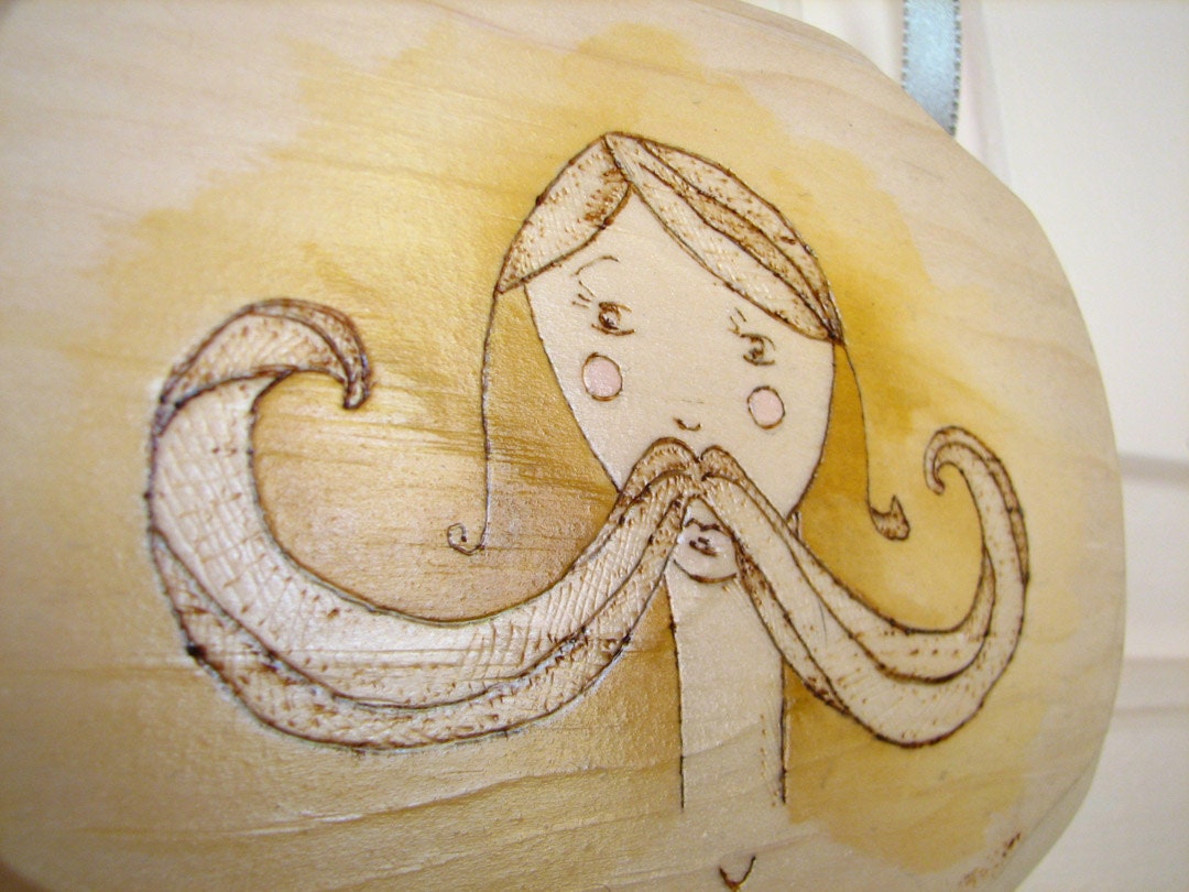It Tickles When We Kiss - Wood burning and Watercolor Art