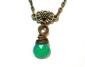 Emerald Green Chalcedony Necklace - Layering Necklace