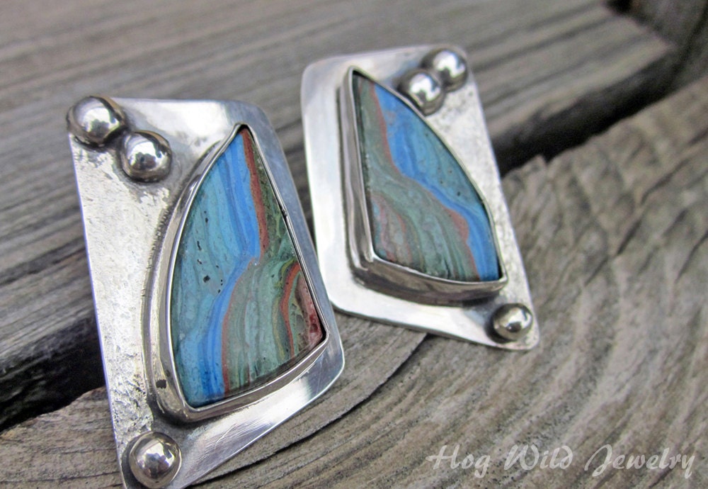 Artisan Crafted Calsilica and Sterling Silver Post Earrings