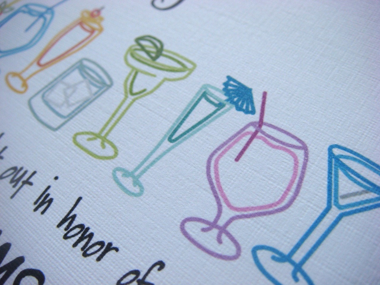 Cocktails Bachelorette Party Invitations (Set of 20)