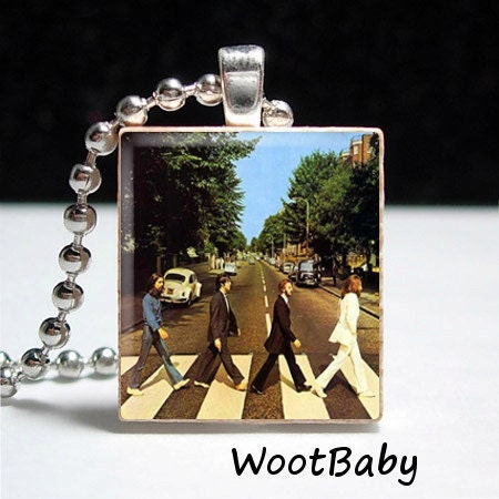 Beatles Crossing Scrabble Pendant - Ball Chain Included - Buy 2 Get 1 Free