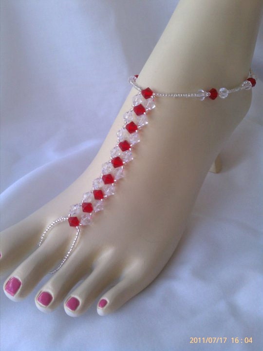 Beach Wedding Barefoot Sandals Bridal Foot Jewelry Customizable Crystals