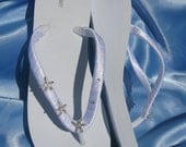 White Wedge Bridal Flip Flops Sandals with Rhinestone Starfish for the Bride and her Bridesmaids