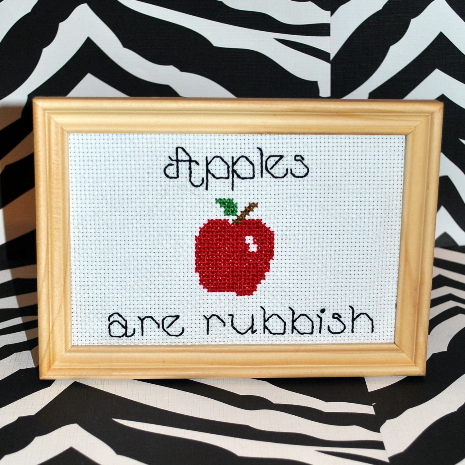 Apples are Rubbish Framed Cross Stitch
