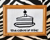The Cake is a Lie Framed Cross Stitch