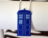 TARDIS Inspired Blue Telephone Box Necklace