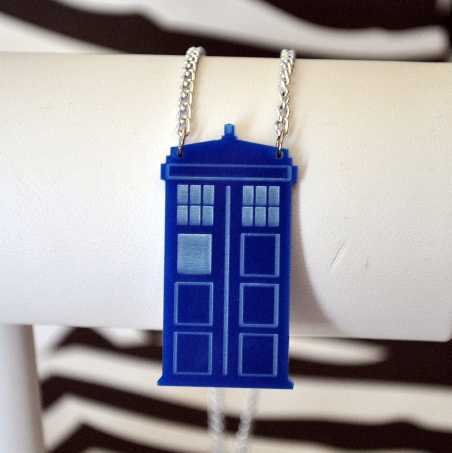 TARDIS Inspired Blue Telephone Box Necklace