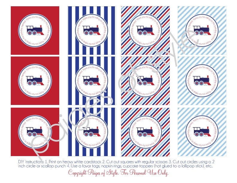 DIY Printable Thank You Tags - Train Party