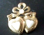Gold Colored bead Heart Brooch