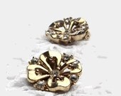 Trifari patented signed gold and crystal rhinestone earrings. Designed by Alfred Philippe 1949.