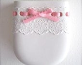 Porcelain Lace Wall Pocket With Pink Bow