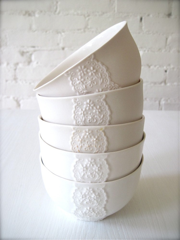 Paper Thin Porcelain Lace Bowl, Translucent Candle Holder-Hideminy Lace Series