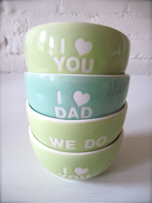 I Love Dad Angel Turquoise Green Bowl