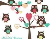 Valentine Owl Clip Art for Digital Scrapbooking, Invitations, Paper Goods, Card Making - XOXO (217) Il_170x135