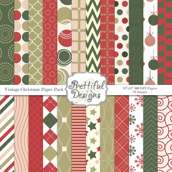 Digital Scrapbooking Papers - Vintage Christmas (362) Il_570xn