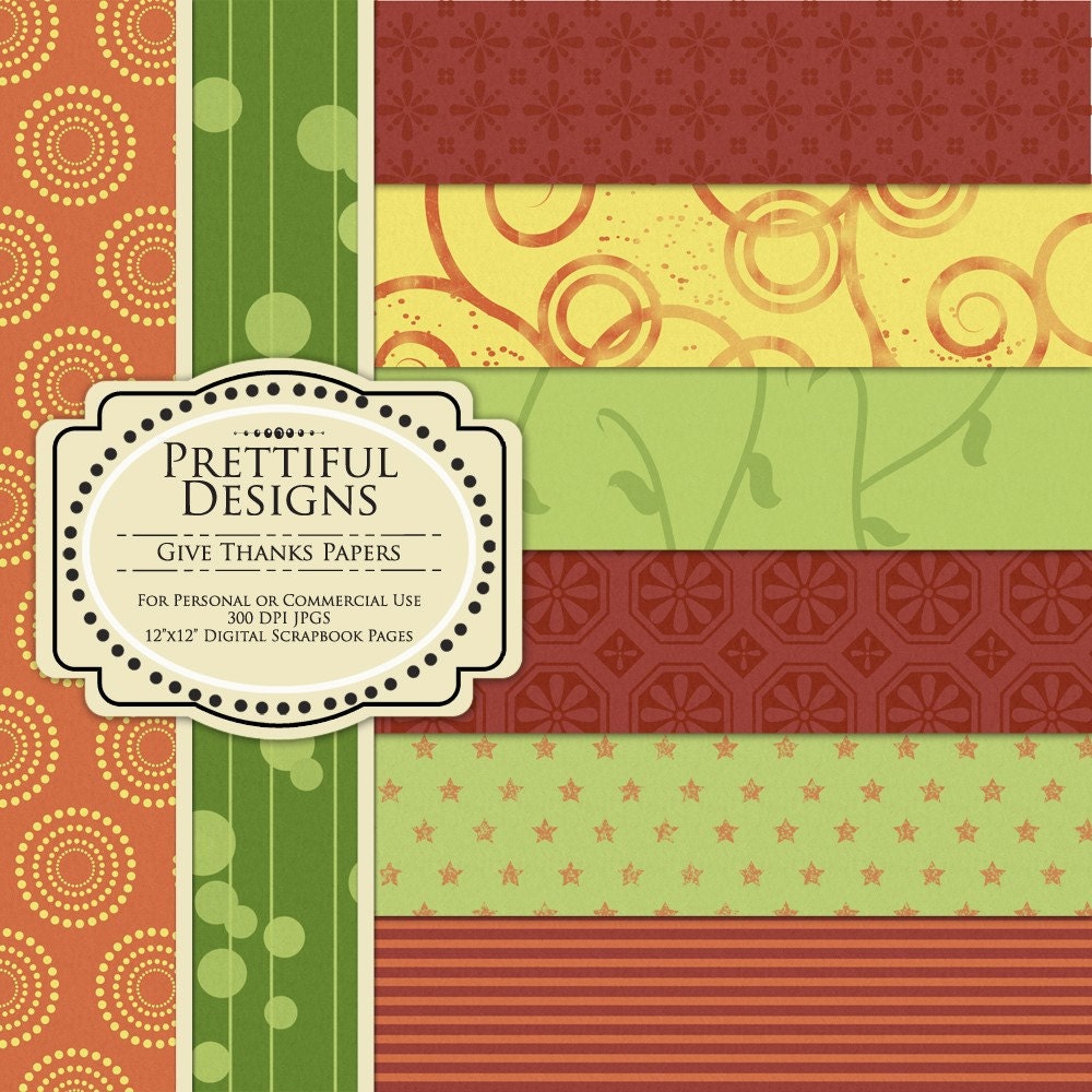 30% Off Sale Digital Paper Pack - Give Thanks (64) Il_570xn