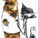 Cat and a Bear Drinking a Martini - Matte Print - 8"x11"