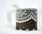 Copper Brown Leather Lace Romantic Cuff Bracelet - Myvera