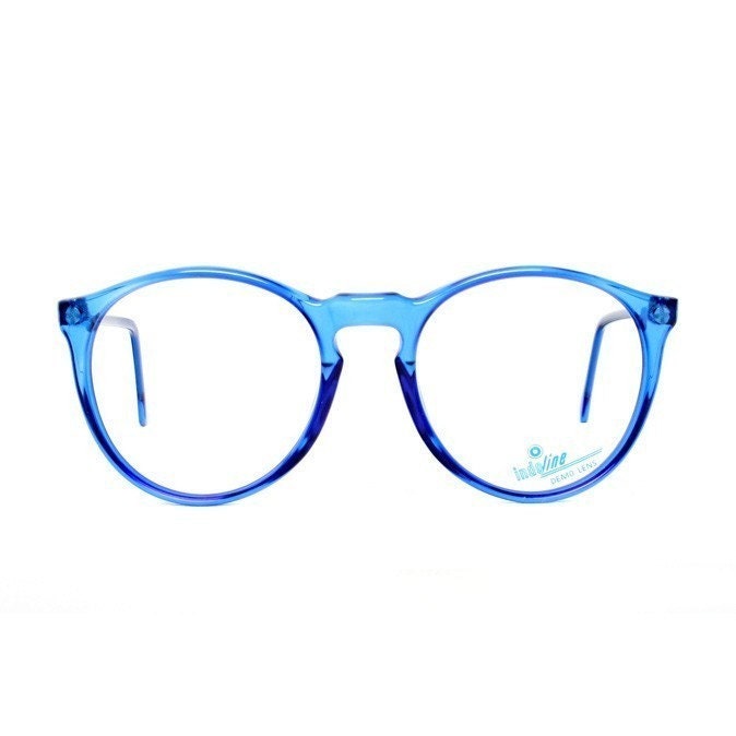Blue transparent Round Vintage Eyeglasses