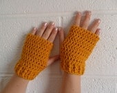 Debbie Wristlets in Gold - Hand Wrist Warmers Fingerless Gloves Gauntlets Mittens - Ready to Ship - FREE US Shipping