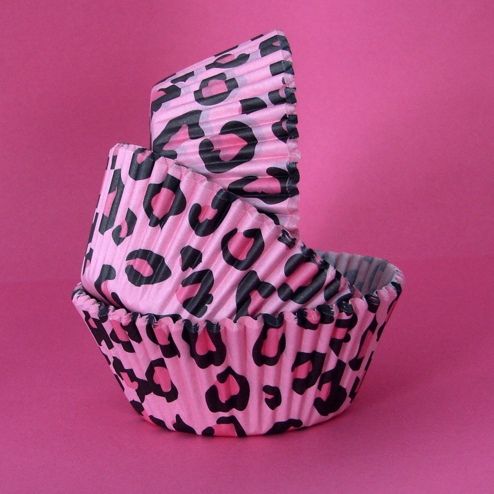 45 Pink Leopard Cupcake Liners Standard Size Baking Cups