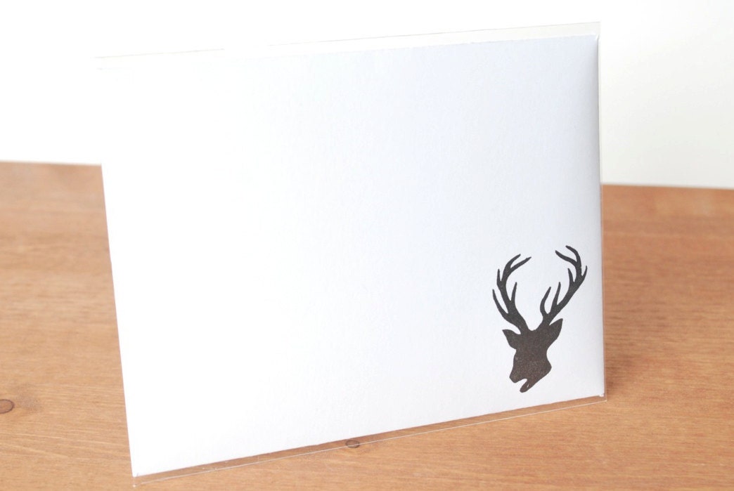 aerogram fold and mail white envelope: deer with antlers