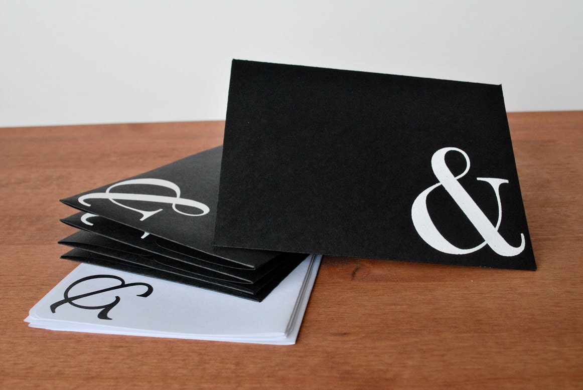 black stationery set: & ampersand envelopes and writing paper