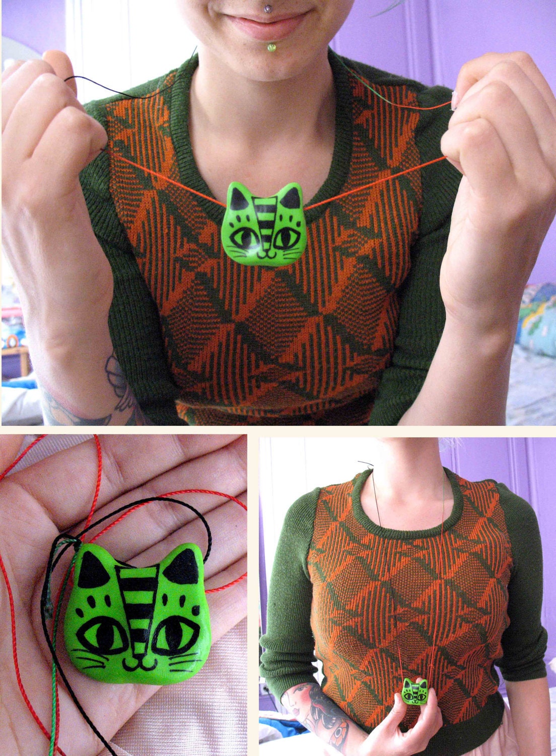 a simple cat amulet choose your color