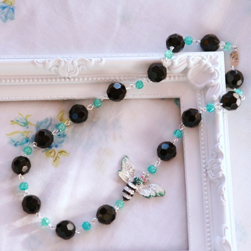 OOAK Vintage Bee Brooch Necklace