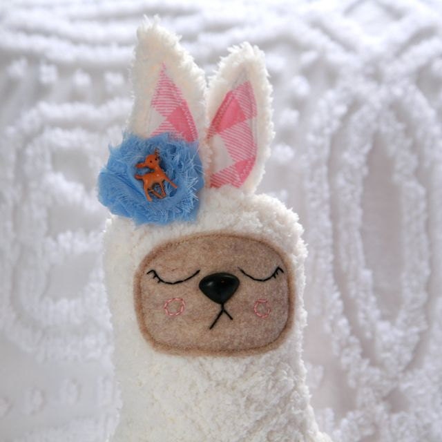 Sweet Cream and Pink Gingham Bunny- Ready to Ship