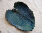 Caribbean Blue Ceramic Leaf Dish Or Bowl