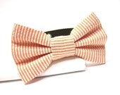 Seersucker Bowtie Dog Collar- Orange Seersucker