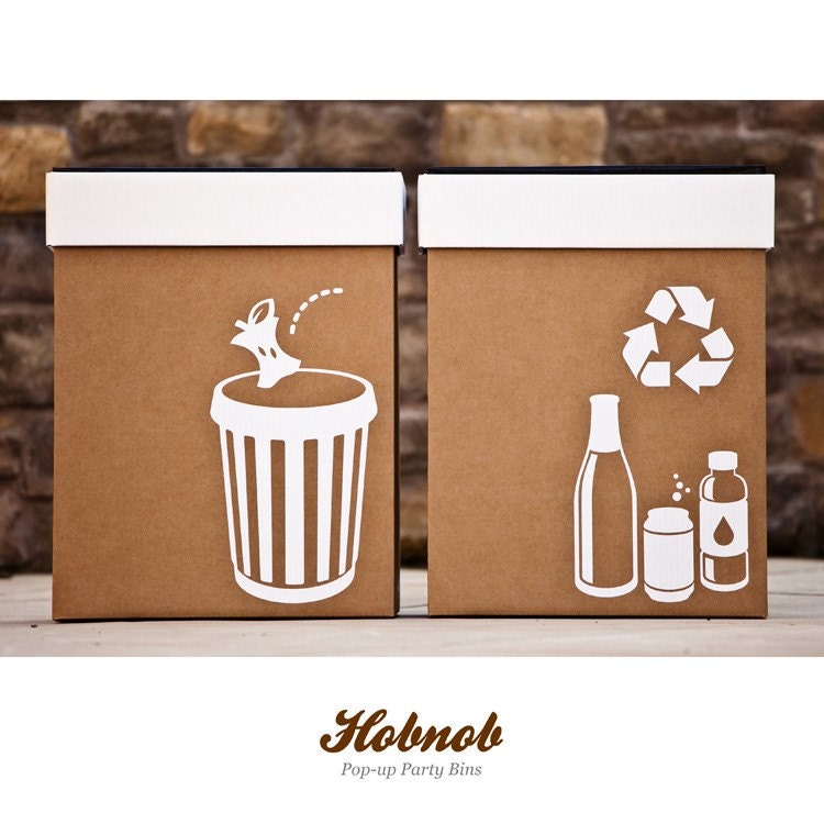 Hobnob Pop-up Party Bins - Trash and Recycle Bin Set