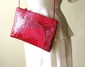 Vintage 1970s Red Snake Print Oversized Clutch