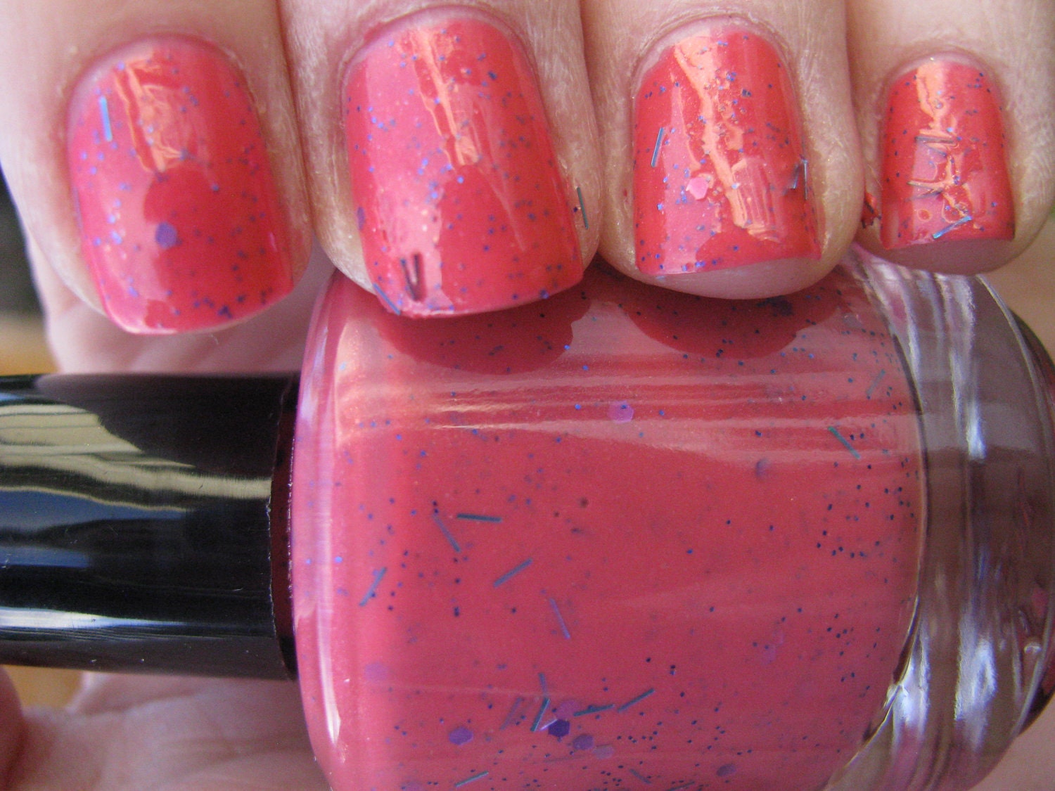 Coral Glitter Nail Polish - MINI Size