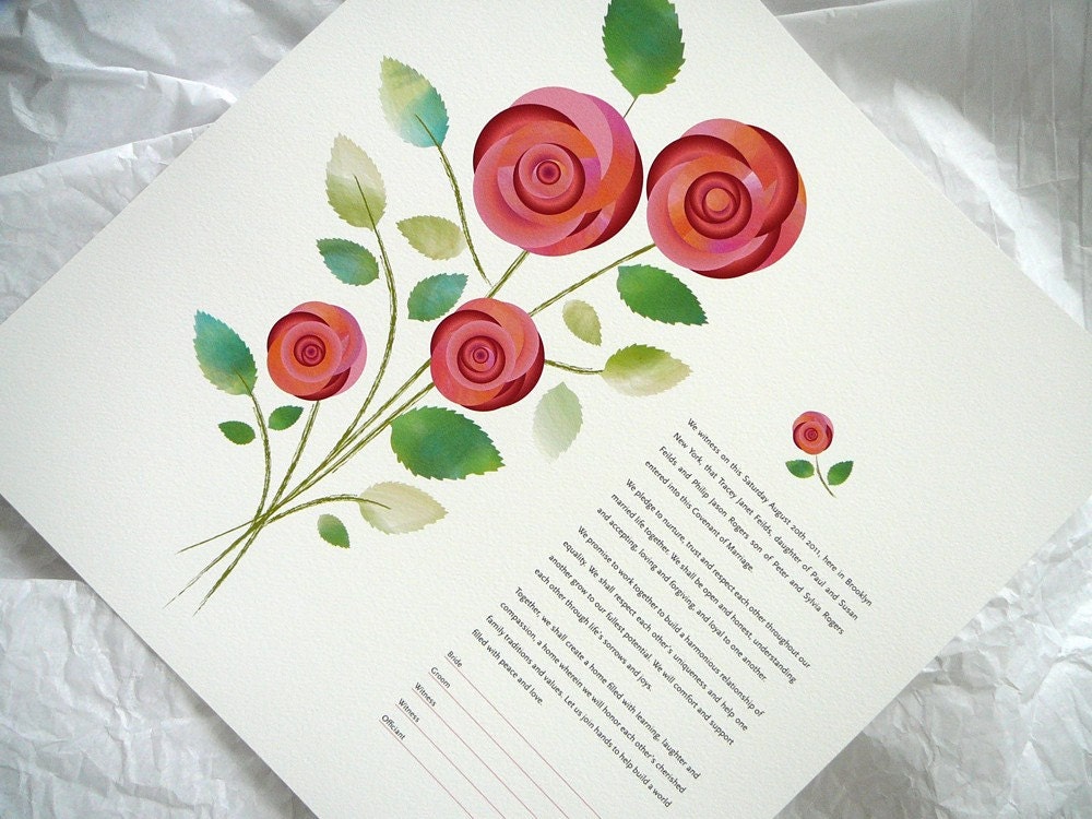 Bouquet of Roses - Vows, Anniversary, Commitment Contract
