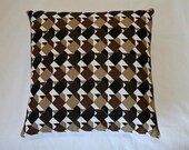 Vintage Vera Neumann black, brown, and white geometric napkin pillow
