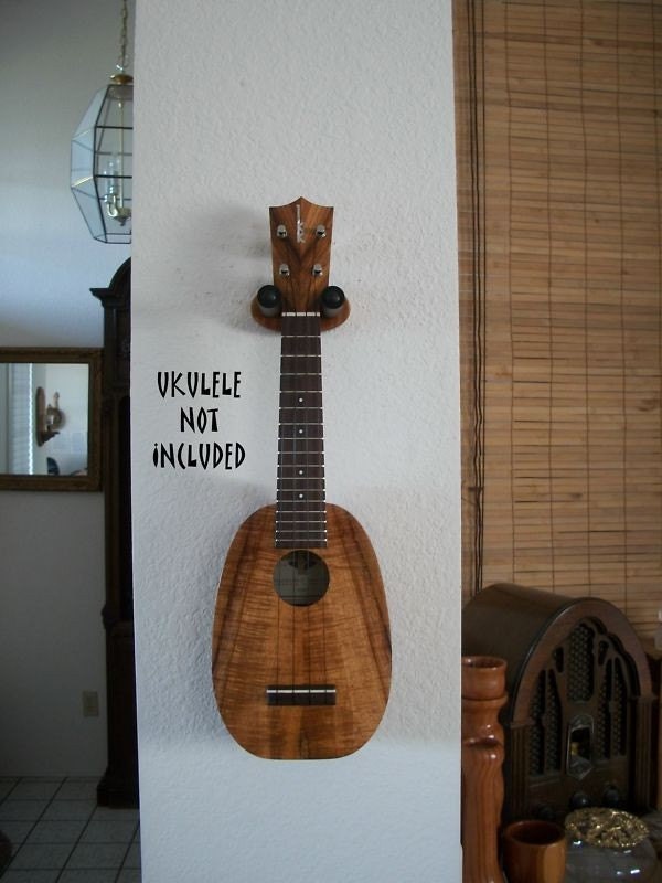 Red oak ukulele wall mount hanger, gloss finish
