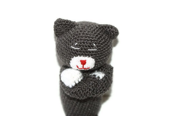 RESERVED Crochet Amigurumi Cat Grey and White Tabby