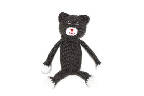 RESERVED Crochet Amigurumi Cat Grey and White Tabby