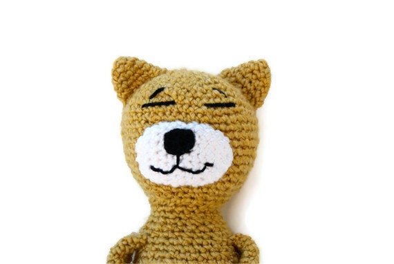 Crochet Amigurumi Cat Yellow and White Tabby