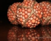 Brown Speckled Egg Ball Ornaments Set of 3 Country Cottage Chic Jute Round Decoration Caramel Sand Copper