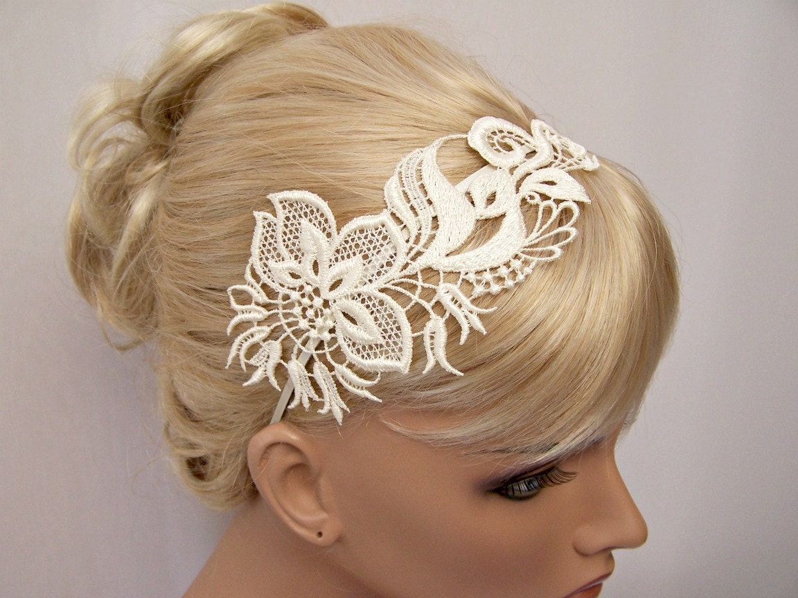 Orchid  lace headband ivory