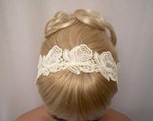 Roses lace headband ivory