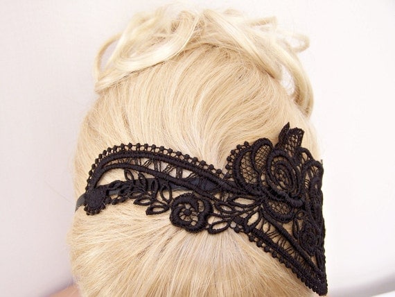 Anemone lace headband black